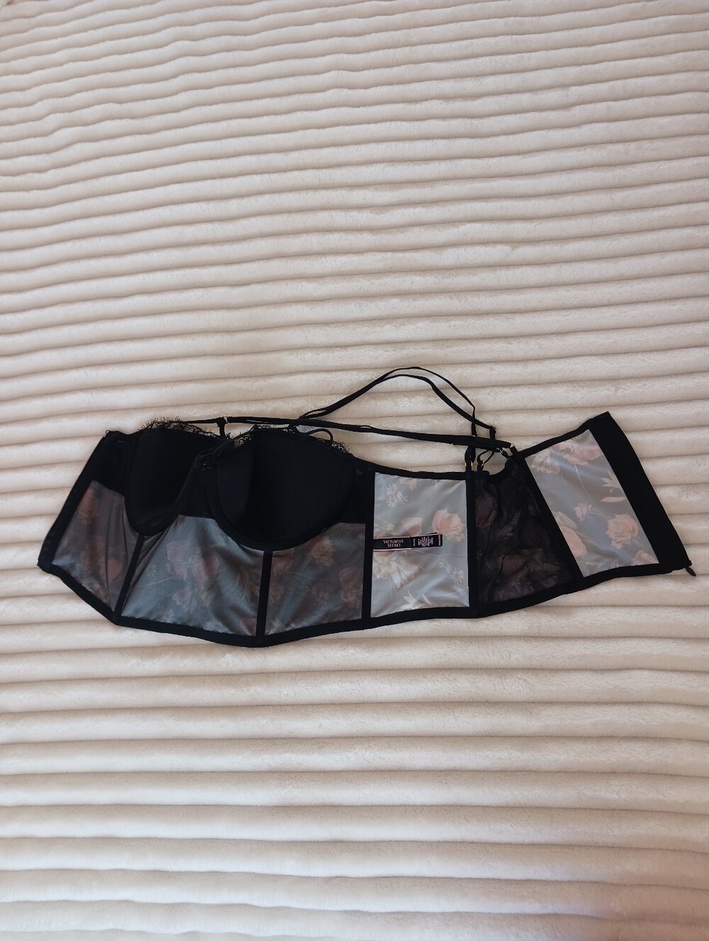 Victoria's Secret - Black Floral Lace-Trim Bustier - Picture 4 of 6